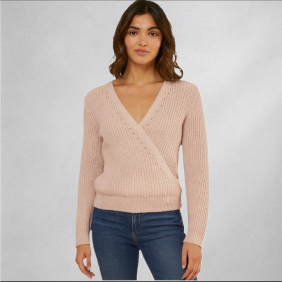 Abercrombie & Fitch Women’s L Pink Wrap Sweater Knit Long Sleeve Cotton Blend 20 - Picture 1 of 5